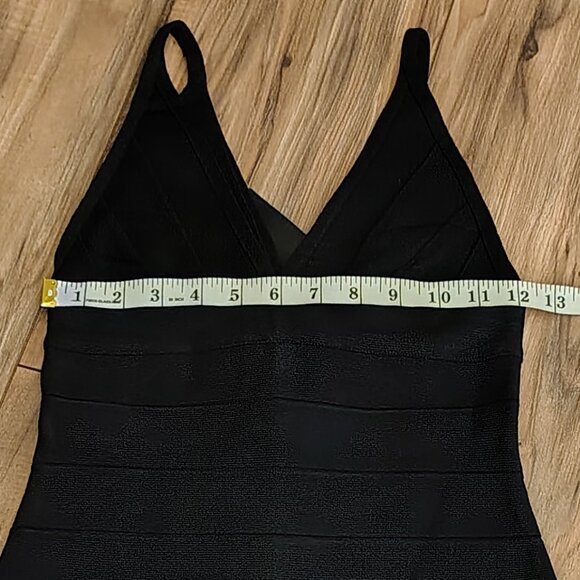 Rachael G. Stretch Black V-Neck Strappy Dress in Front and Back - Picture 12 of 12